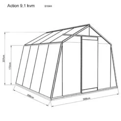 Action 9,1 Kvm, Alu -Garden Supplies Sales 2024 mattangivelser vaxthus action 9 1