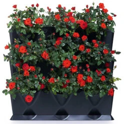 Minigarden Vertical Växtvägg, Grön -Garden Supplies Sales 2024 minigarden vertical vaxtvagg planterad med roda rosor 2