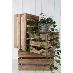 Ribbad Trälåda 3-pack, Natur