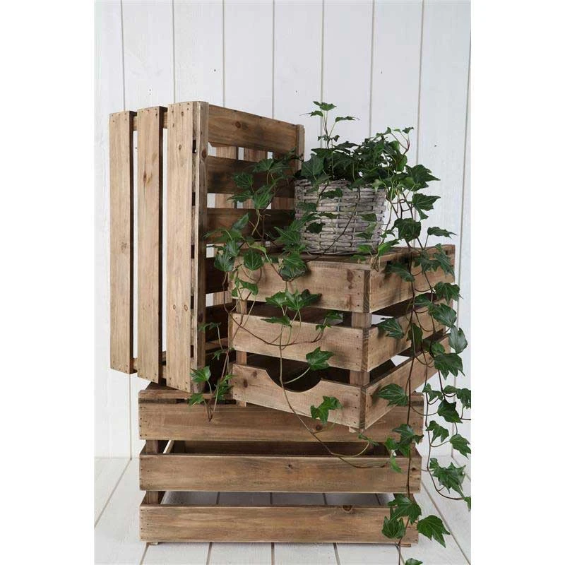 Ribbad Trälåda 3-pack, Natur 3 Ribbad Trälåda 3-pack, Natur