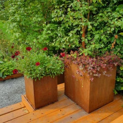 Kruka Corten Utan Botten 45x45x55 Cm -Garden Supplies Sales 2024 utekrukor corten rost pa terrass 1
